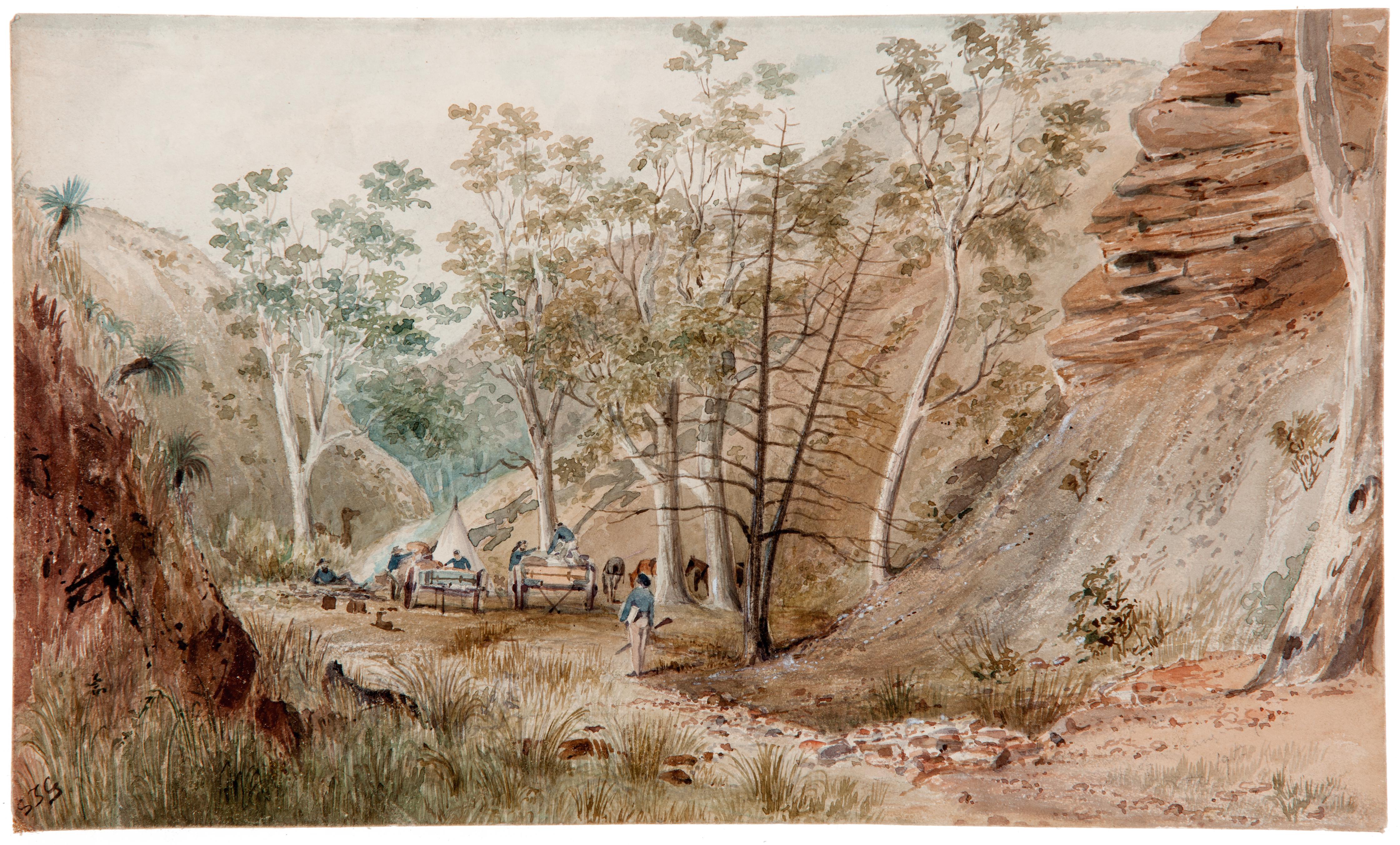 Thumbnail image for Camp in the bed of creek, Flinders Range | AGSA 997P35