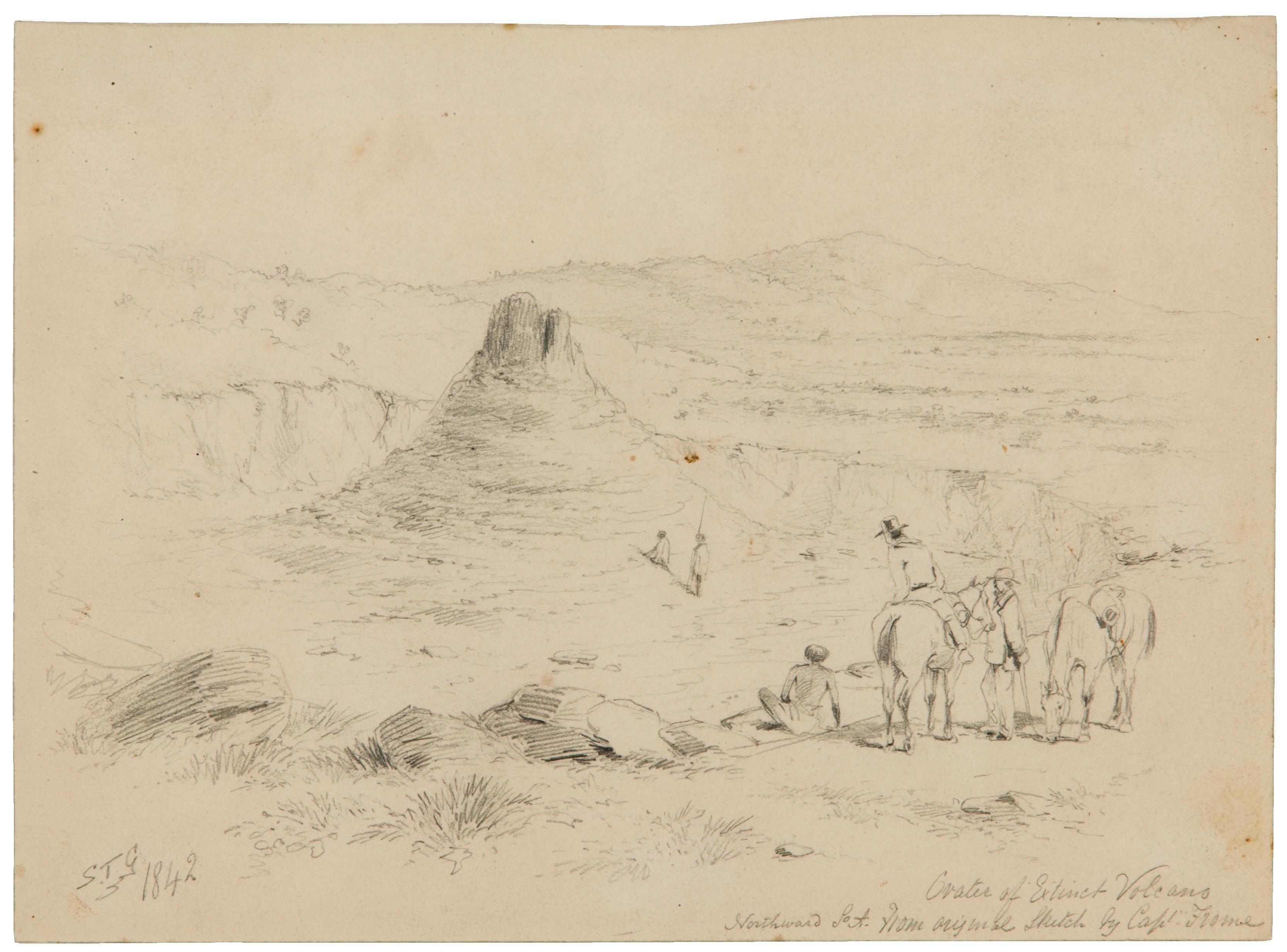 Thumbnail image for Crater of extinct volcano, Northward, So. A. from original sketch by Capt'n Frome | AGSA 697HP8